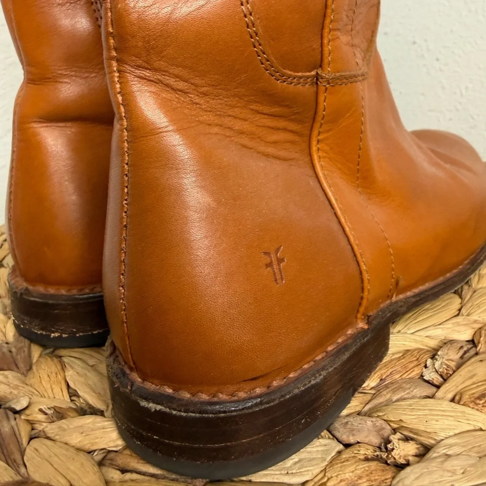 Frye Tall Boot Paige Cognac Camel Leather Riding Boots sz 6.5